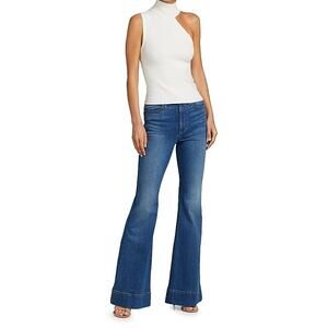 Alice + Olivia Kiki Cutout Tank Top Turtleneck Vest White Ribbed Knit Sleeveless